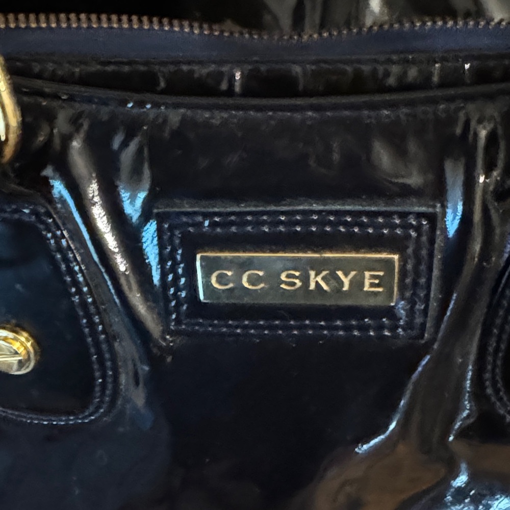 CC Skye Glossy Navy Blue Tote with Gold Accents - Picture 2 of 7